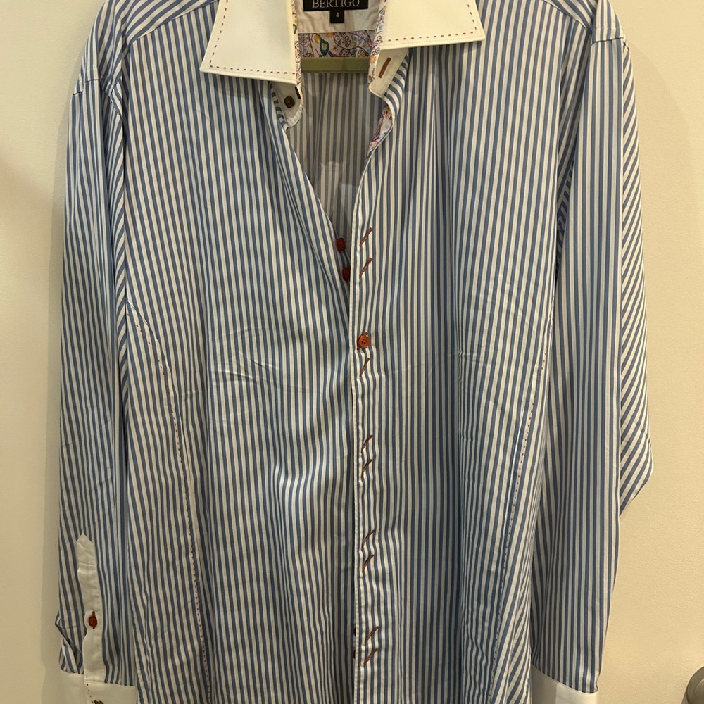 Bertigo Blue Striped Men's Shirt